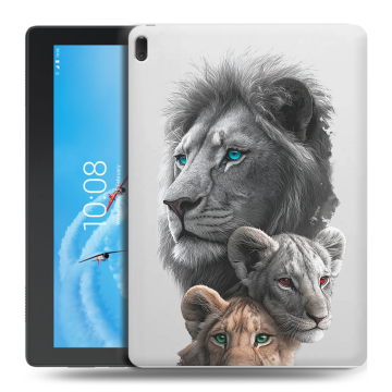Силиконовый чехол на Lenovo Tab E10 с принтом Львы