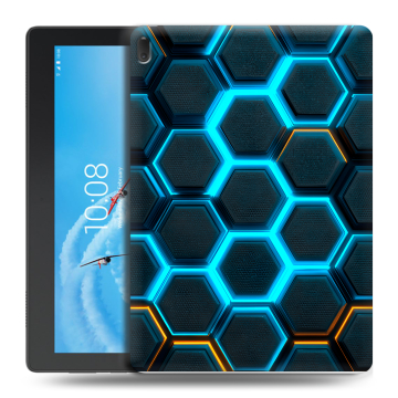 Силиконовый чехол на Lenovo Tab E10 с принтом Неоновые соты