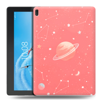 Силиконовый чехол на Lenovo Tab E10 с принтом Розовый космос
