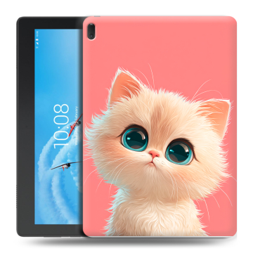 Силиконовый чехол на Lenovo Tab E10 с принтом Розовый котенок