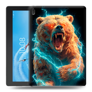 Силиконовый чехол на Lenovo Tab E10 с принтом Медведь