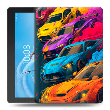 Силиконовый чехол на Lenovo Tab E10 с принтом Тачки