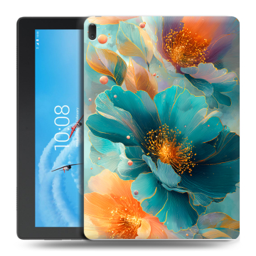 Силиконовый чехол на Lenovo Tab E10 с принтом Цветы