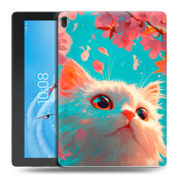 Силиконовый чехол на Lenovo Tab E10 с принтом Красивый кот