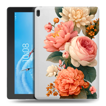 Силиконовый чехол на Lenovo Tab E10 с принтом цветы