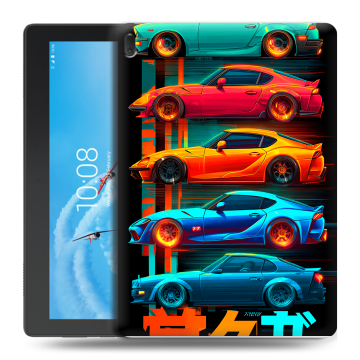 Силиконовый чехол на Lenovo Tab E10 с принтом машины тачки