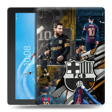 Силиконовый чехол на Lenovo Tab E10 с принтом Messi Barcelona