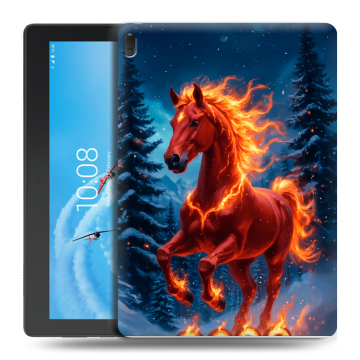 Силиконовый чехол на Lenovo Tab E10 с принтом Новый год коня