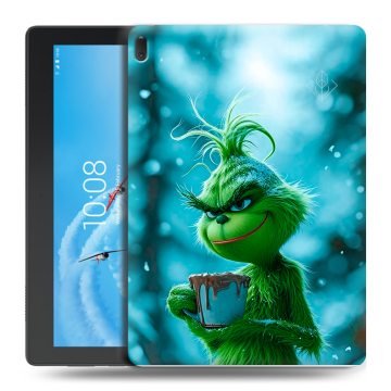 Силиконовый чехол на Lenovo Tab E10 с принтом Новый год гринч