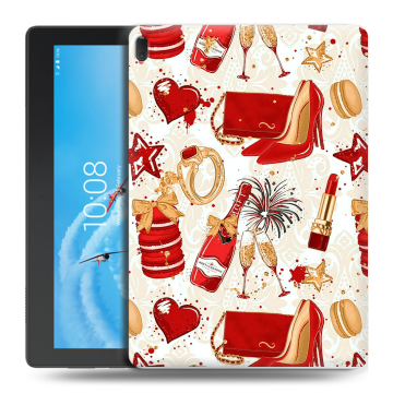 Силиконовый чехол на Lenovo Tab E10 с принтом Новый год