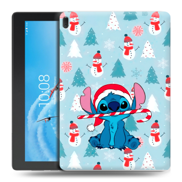 Силиконовый чехол на Lenovo Tab E10 с принтом Стич Новый год Силиконовый чехол на Lenovo Tab E10 с принтом Стич Новый год