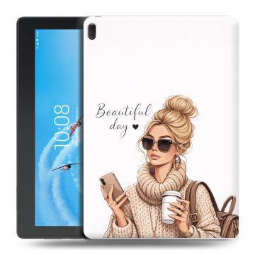 Силиконовый чехол на Lenovo Tab E10 с принтом женский