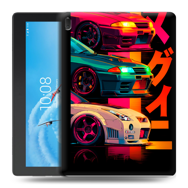 Силиконовый чехол на Lenovo Tab E10 с принтом Гоночные машины Силиконовый чехол на Lenovo Tab E10 с принтом Гоночные машины