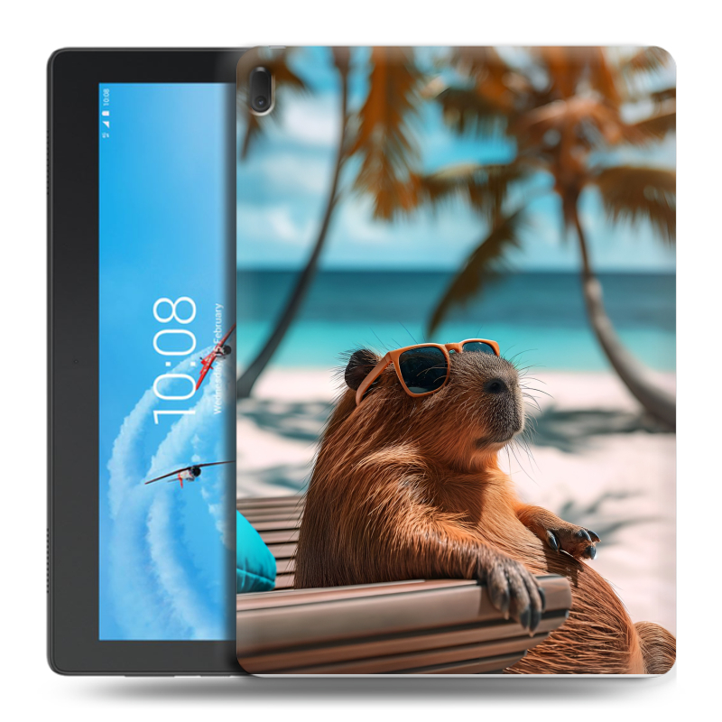 Силиконовый чехол на Lenovo Tab E10 с принтом Капибара Силиконовый чехол на Lenovo Tab E10 с принтом Капибара
