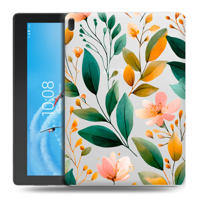 Силиконовый чехол на Lenovo Tab E10 с принтом Цветы паттерн Силиконовый чехол на Lenovo Tab E10 с принтом Цветы паттерн