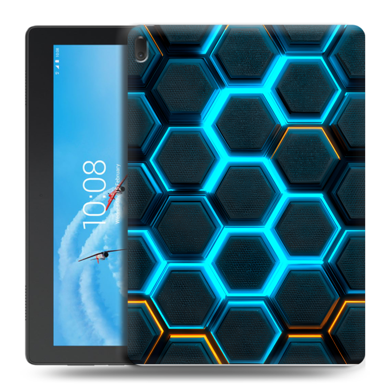 Силиконовый чехол на Lenovo Tab E10 с принтом Неоновые соты Силиконовый чехол на Lenovo Tab E10 с принтом Неоновые соты