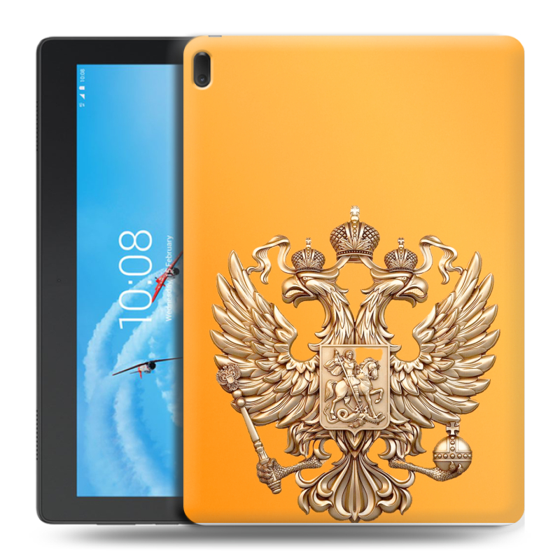 Силиконовый чехол на Lenovo Tab E10 с принтом Герб Флаг России Силиконовый чехол на Lenovo Tab E10 с принтом Герб Флаг России
