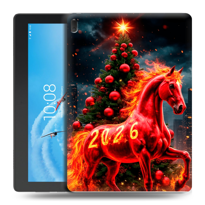 Силиконовый чехол на Lenovo Tab E10 с принтом Новый год Силиконовый чехол на Lenovo Tab E10 с принтом Новый год