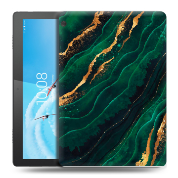 Силиконовый чехол на планшета Lenovo Tab M10 с принтом Мрамор зеленое золото Силиконовый чехол на планшета Lenovo Tab M10 с принтом Мрамор зеленое золото