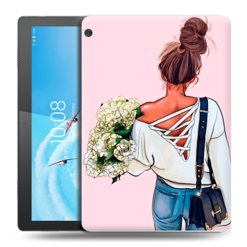 Силиконовый чехол на планшета Lenovo Tab M10 с принтом Девушка и букет Силиконовый чехол на планшета Lenovo Tab M10 с принтом Девушка и букет