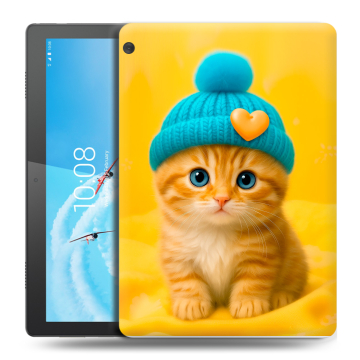 Силиконовый чехол на Lenovo Tab M10 с принтом Котенок в шапке