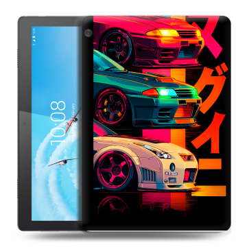 Силиконовый чехол на Lenovo Tab M10 с принтом Гоночные машины