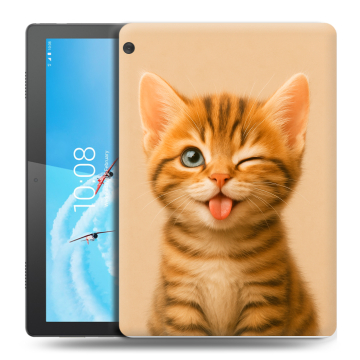 Силиконовый чехол на Lenovo Tab M10 с принтом котенок