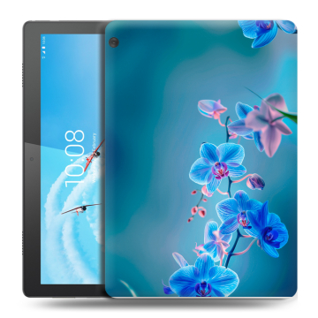 Силиконовый чехол на Lenovo Tab M10 с принтом Голубые цветы