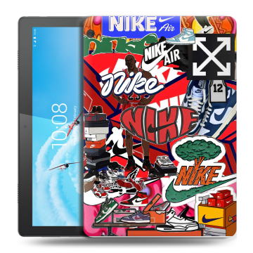 Силиконовый чехол на Lenovo Tab M10 с принтом Найк Nike яркий