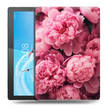 Силиконовый чехол на Lenovo Tab M10 с принтом цветы пионы