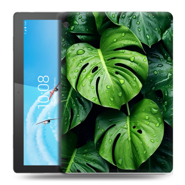 Силиконовый чехол на Lenovo Tab M10 с принтом Листья
