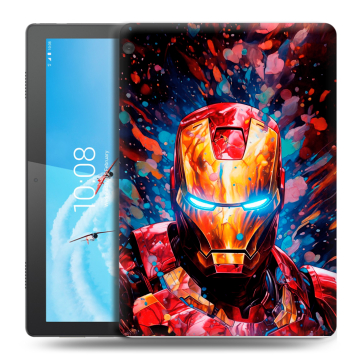 Силиконовый чехол на Lenovo Tab M10 с принтом Железный человек Ironman