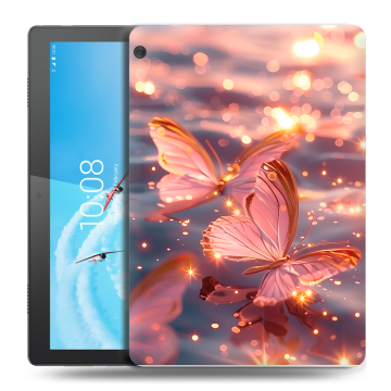 Силиконовый чехол на Lenovo Tab M10 с принтом бабочки розовые