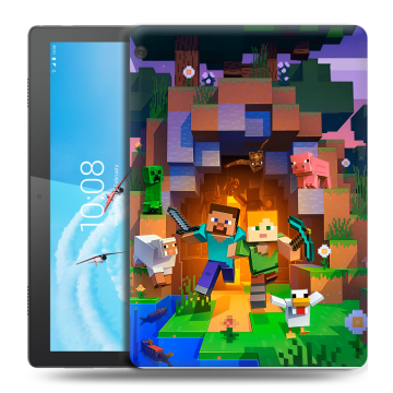 Силиконовый чехол на Lenovo Tab M10 с принтом Майнкрафт Minecraft