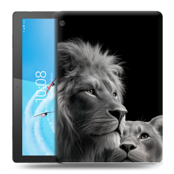Силиконовый чехол на Lenovo Tab M10 с принтом Лев кошки