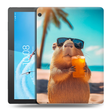 Силиконовый чехол на Lenovo Tab M10 с принтом Капибара Силиконовый чехол на Lenovo Tab M10 с принтом Капибара