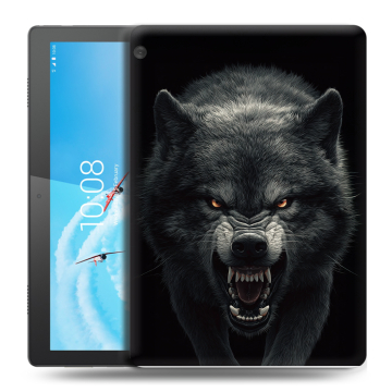 Силиконовый чехол на Lenovo Tab M10 с принтом Волк