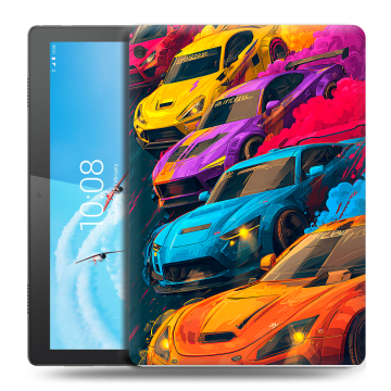 Силиконовый чехол на Lenovo Tab M10 с принтом Тачки