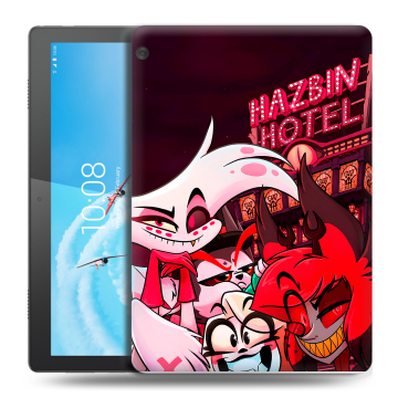 Силиконовый чехол на Lenovo Tab M10 с принтом Hazbin Hotel Отель Хазбин
