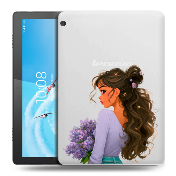 Силиконовый чехол на Lenovo Tab M10 с принтом девушка цветы