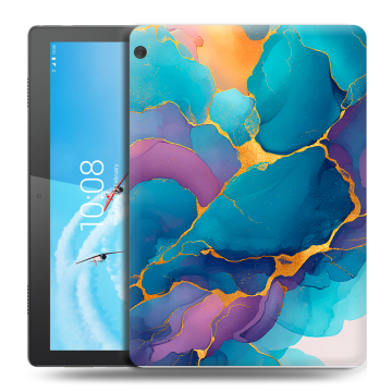 Силиконовый чехол на Lenovo Tab M10 с принтом Мрамор блестки