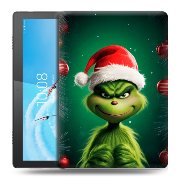 Силиконовый чехол на Lenovo Tab M10 с принтом Гринч Новый год Рождество