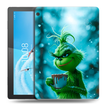 Силиконовый чехол на Lenovo Tab M10 с принтом Новый год гринч