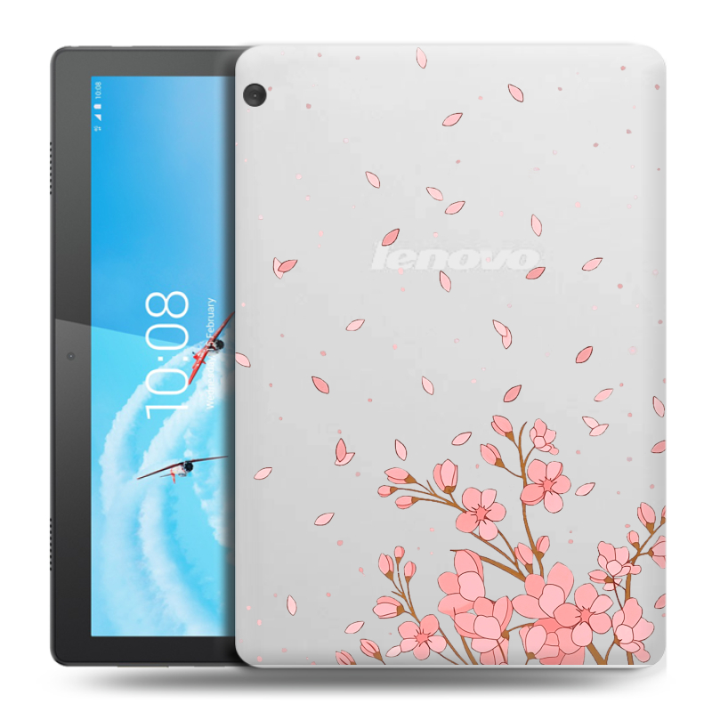 Силиконовый чехол на Lenovo Tab M10 с принтом Ветка сакуры Силиконовый чехол на Lenovo Tab M10 с принтом Ветка сакуры