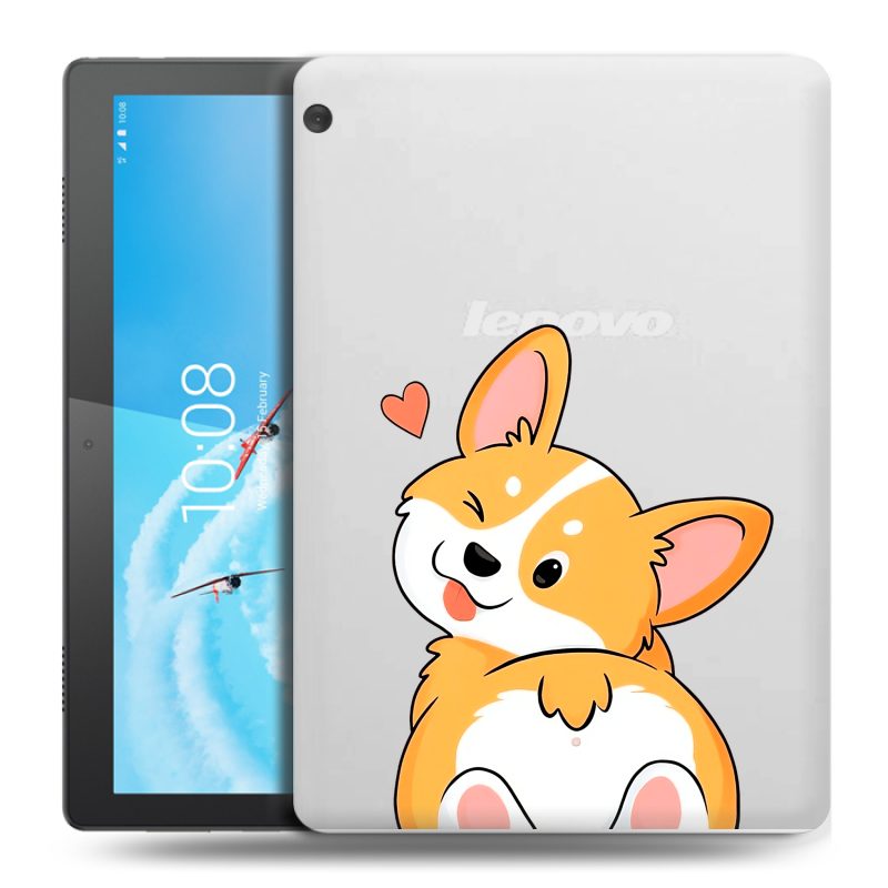 Силиконовый чехол на Lenovo Tab M10 с принтом Корги Силиконовый чехол на Lenovo Tab M10 с принтом Корги