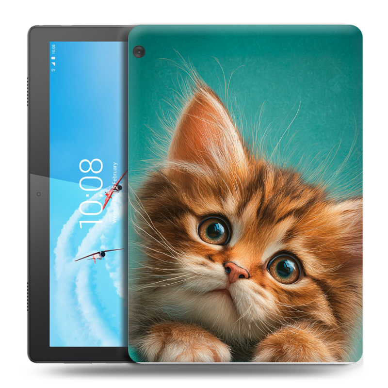 Силиконовый чехол на Lenovo Tab M10 с принтом котенок Силиконовый чехол на Lenovo Tab M10 с принтом котенок