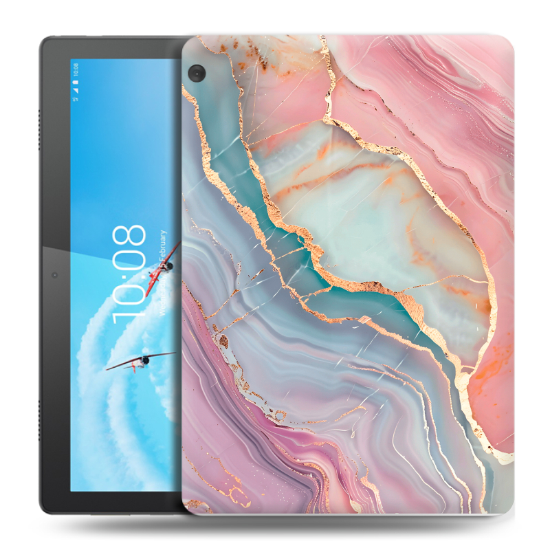 Силиконовый чехол на Lenovo Tab M10 с принтом розовый мрамор Силиконовый чехол на Lenovo Tab M10 с принтом розовый мрамор