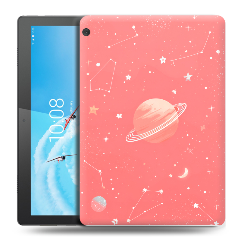 Силиконовый чехол на Lenovo Tab M10 с принтом Розовый космос Силиконовый чехол на Lenovo Tab M10 с принтом Розовый космос