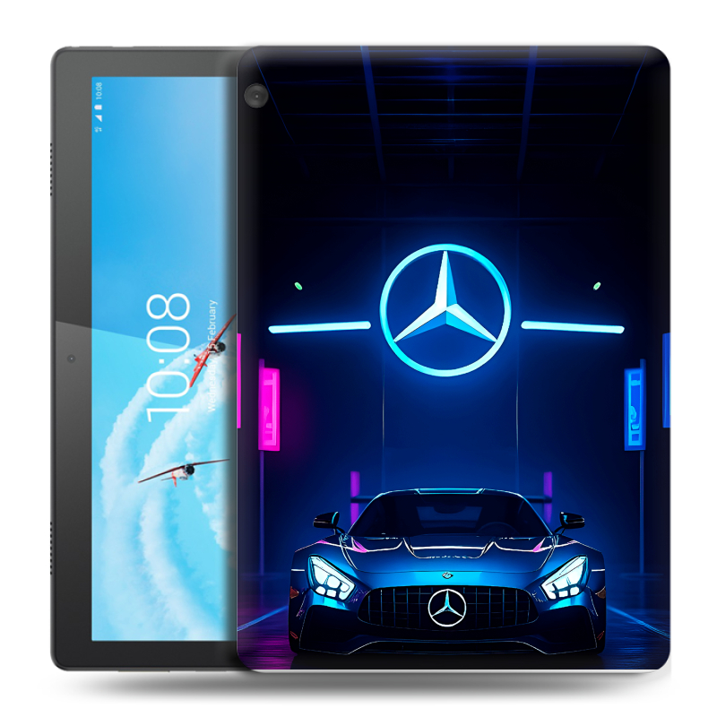 Силиконовый чехол на Lenovo Tab M10 с принтом Mercedes Мерседес Силиконовый чехол на Lenovo Tab M10 с принтом Mercedes Мерседес