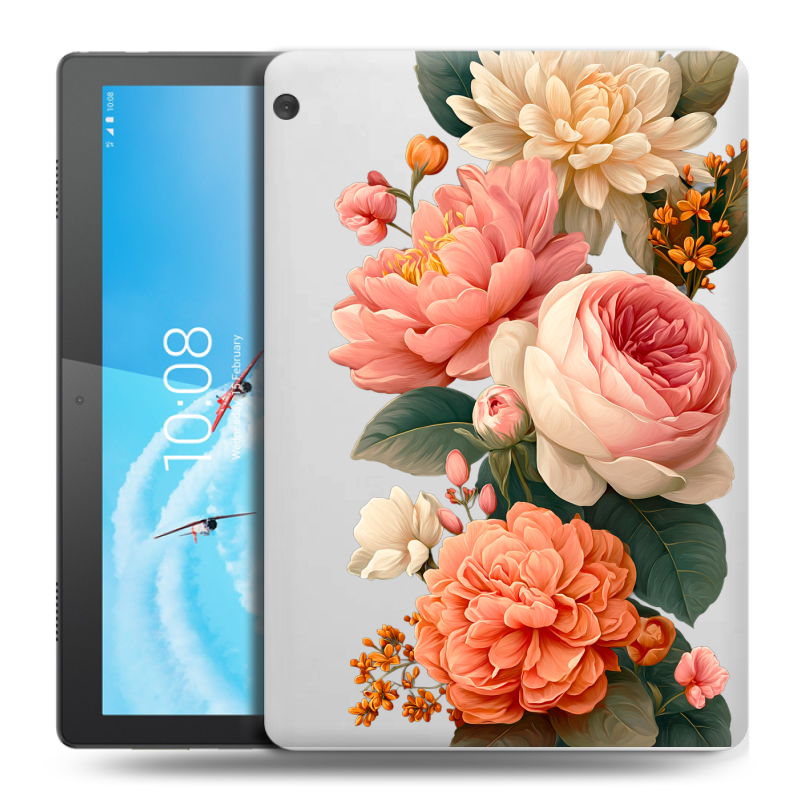 Силиконовый чехол на Lenovo Tab M10 с принтом цветы Силиконовый чехол на Lenovo Tab M10 с принтом цветы